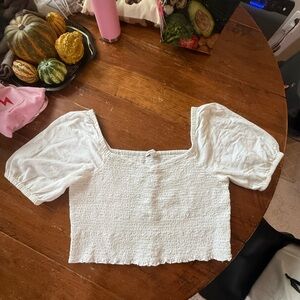 American Eagle Outfitters White Textured Crop Top